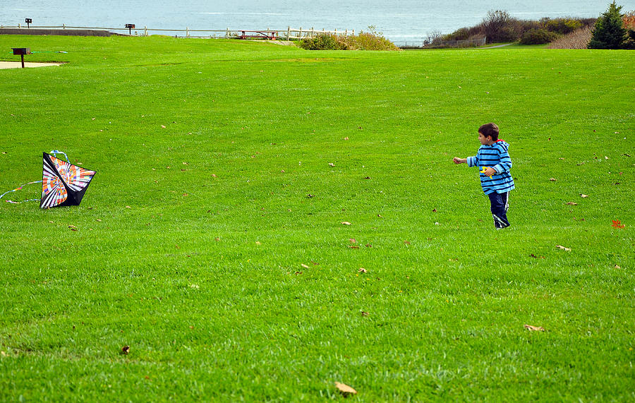 Boy With His Kite Maine Photograph by Maureen E Ritter