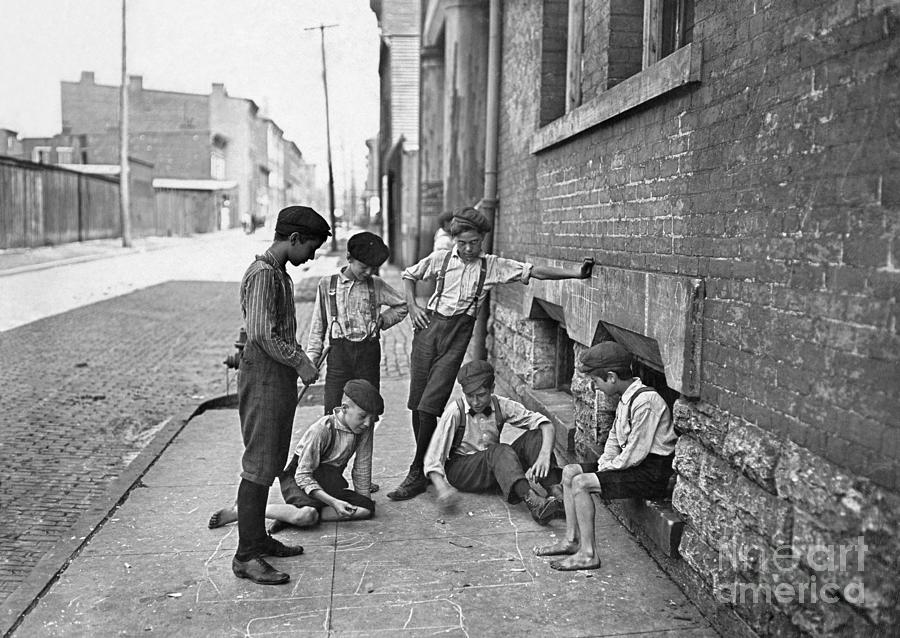 BOYS SHOOTING CRAPS, c1908 Photograph by Lewis Hine