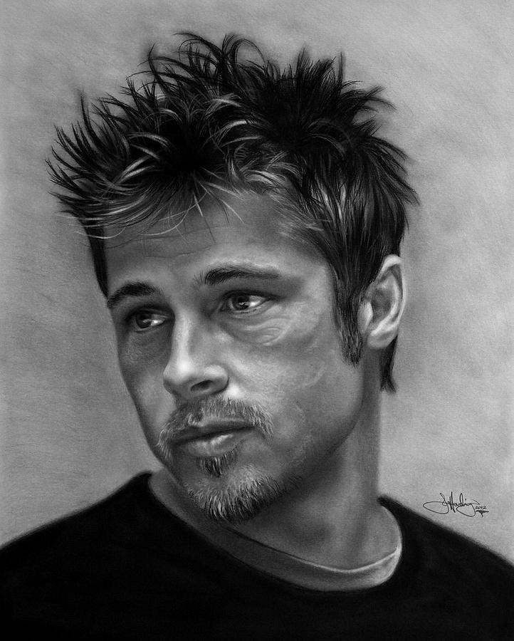 Hollywood Drawing - Brad Pitt drawing by John Harding