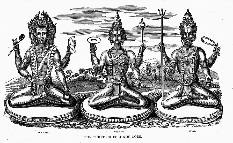 Brahma, Vishnu & Shiva Photograph by Granger