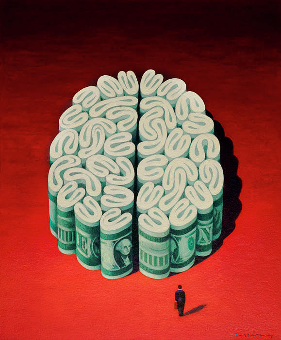 Money Painting - Brain by Marian Christopher Zacharow
