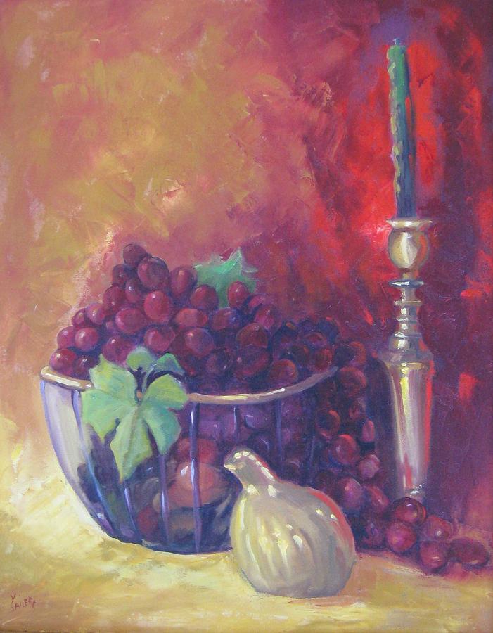 Grape Painting - Brass And Glass by Yvonne Sailers 