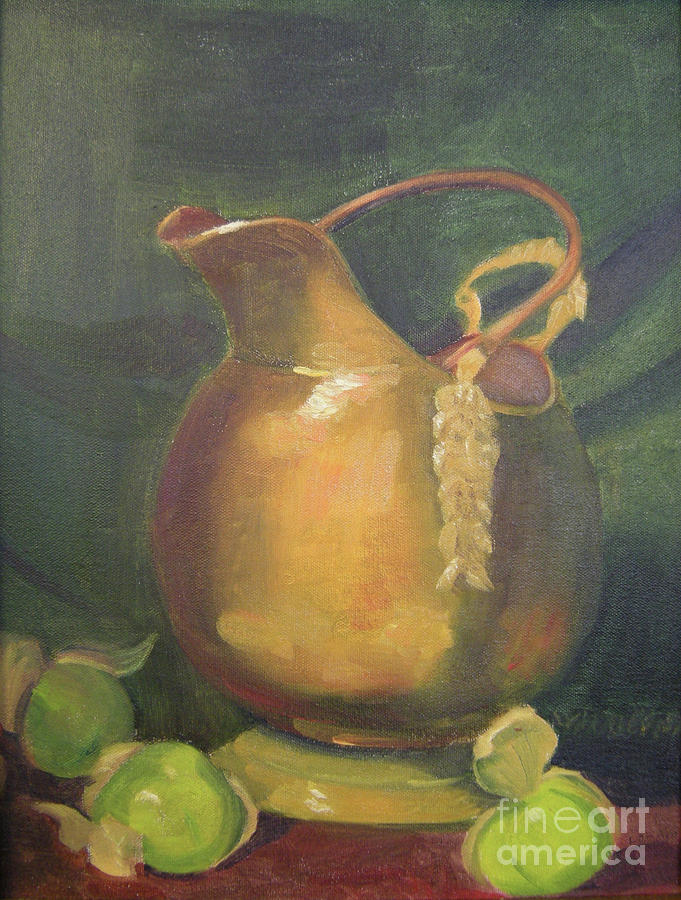 Brass and Tomatillos Painting by Lilibeth Andre