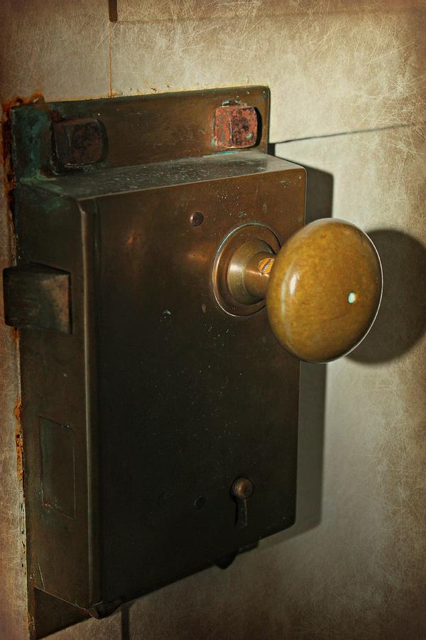 Brass Doorknob Shadows Photograph by Jo Sheehan