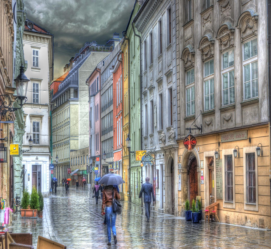 Bratislava Rainy Day in Old Town Photograph by Juli Scalzi