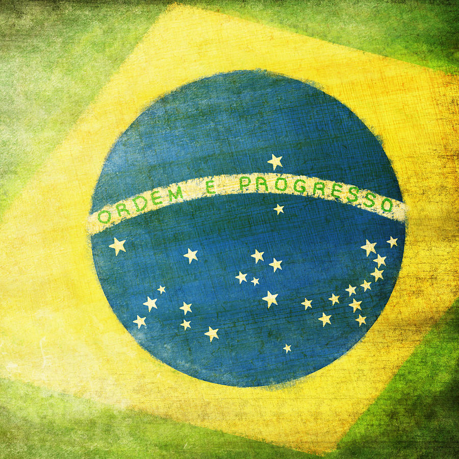 Abstract Painting - Brazil flag by Setsiri Silapasuwanchai