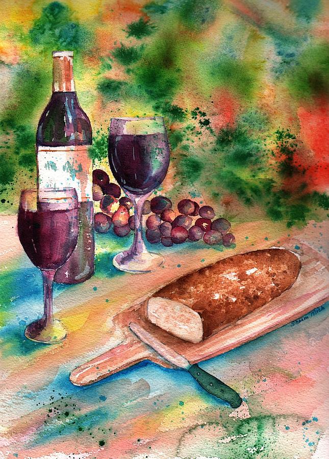 Bread and Wine Painting by Sharon Mick