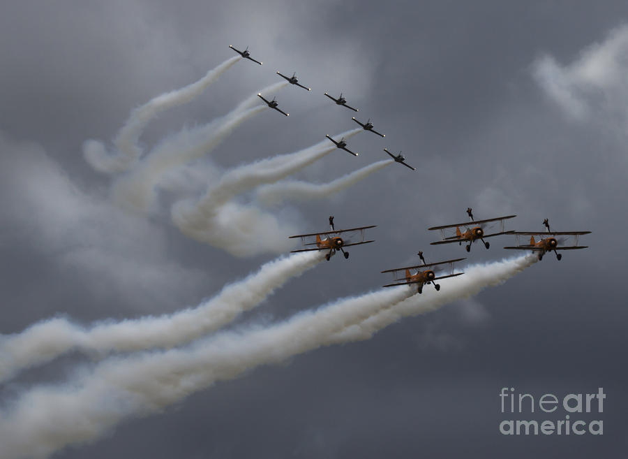Airshow Photograph - Breitling Jet Team and Wingwalkers by Ang El