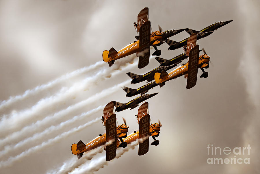 Airplane Photograph - Breitling Jet Team with Wingwalkers by Ang El