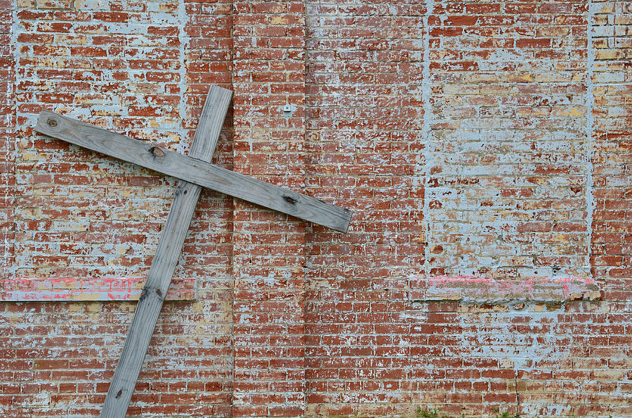 City Photograph - Brick Wall Cross by Nikki Smith