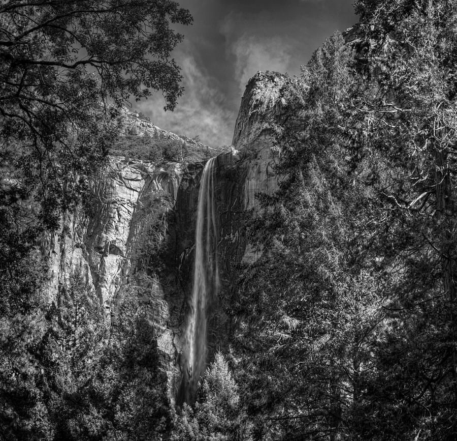 Bridal Veil Falls Monochrome Photograph by Stephen Campbell