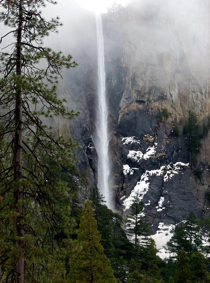 Bridalveil Falls in Snow Photograph by Jeff Lowe