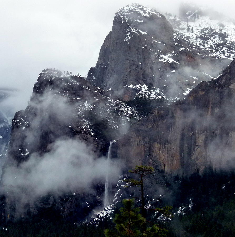Bridalveil Falls In Snow Wide  Photograph by Jeff Lowe