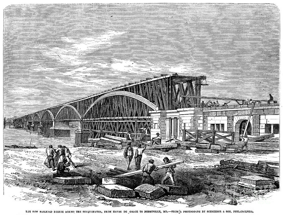Bridge Construction, 1866 Photograph by Granger