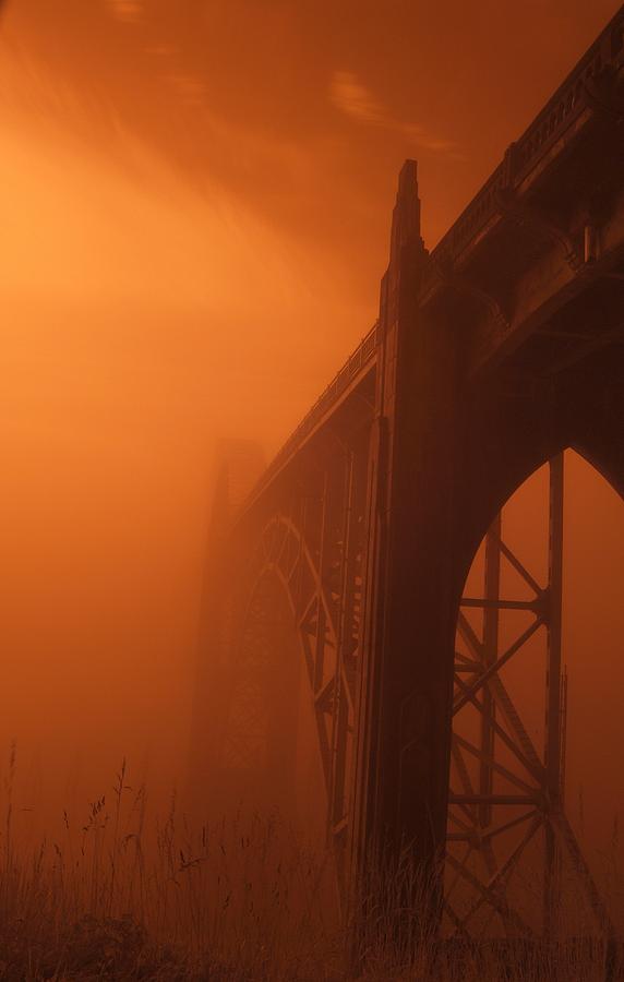 Bridge to the mist in Red Photograph by HW Kateley