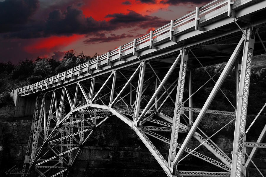 Bridge under blood red skies Photograph by Anthony Citro
