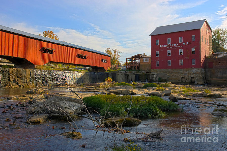 Bridgeton Covered Bridge and Mill no 2 Photograph by Alan Look