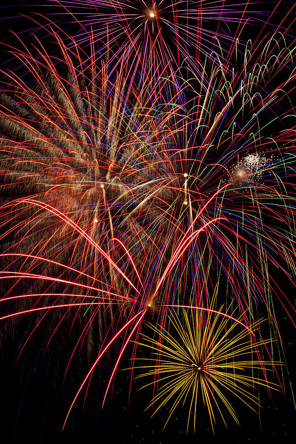 Independence Day Photograph - Bright Colorful Fireworks by Garry Gay