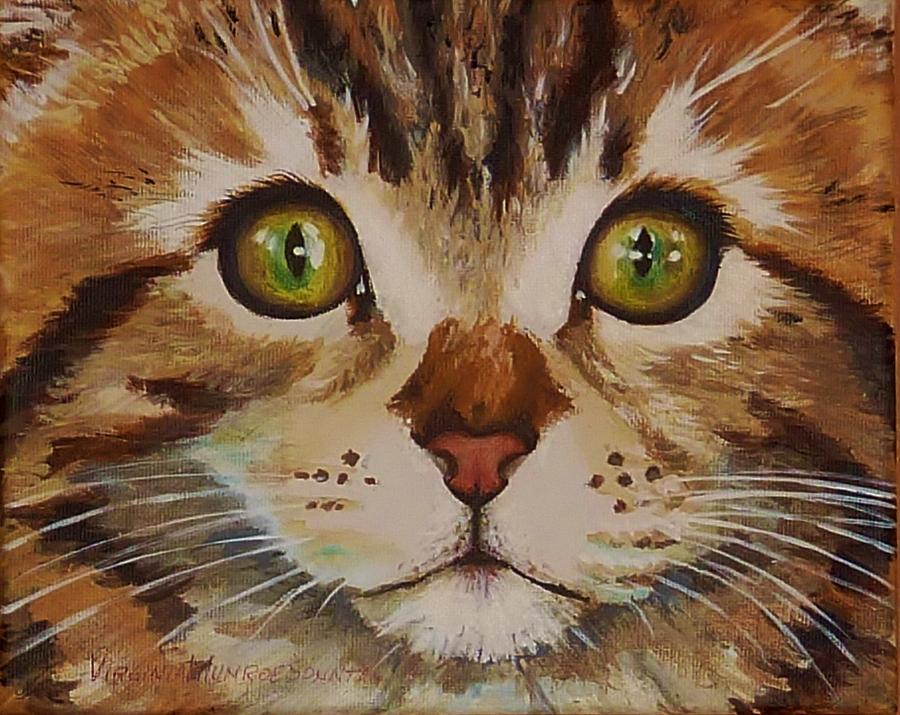 Bright eyed kitten Painting by Virginia Sonntag