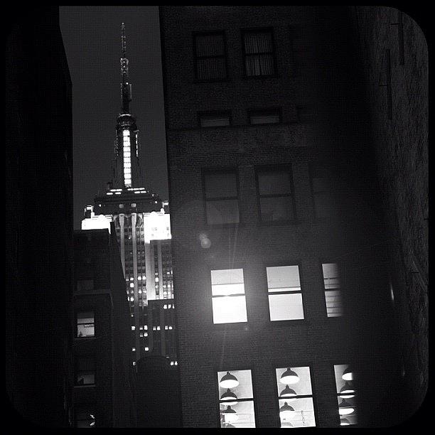 New York City Photograph - Bright Lights. #blackandwhite #nyc by Angele Caucanas