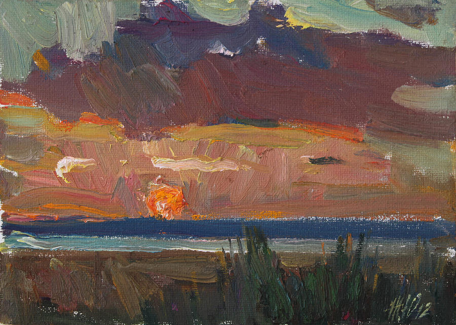Space Painting - Bright sunset by Juliya Zhukova