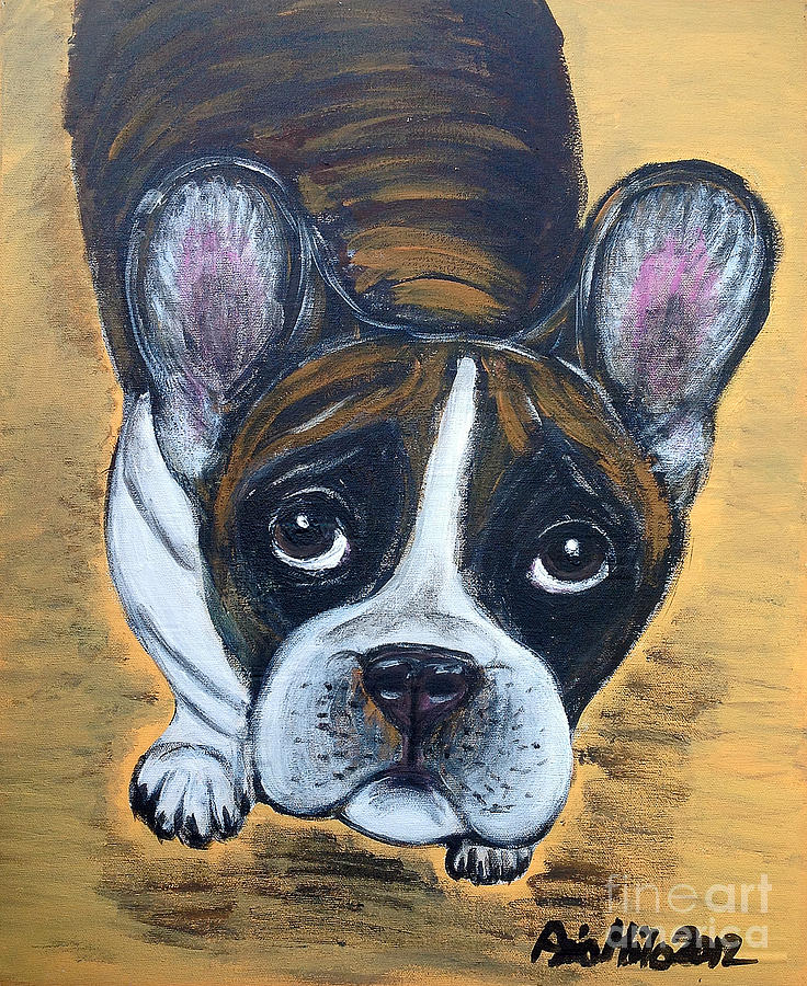 Brindle Frenchie Painting by Ania M Milo