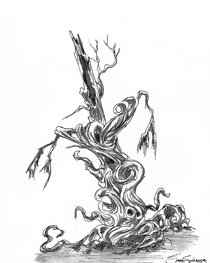 Abstract Drawing - Bristlecone Pine by Sam Spinosa