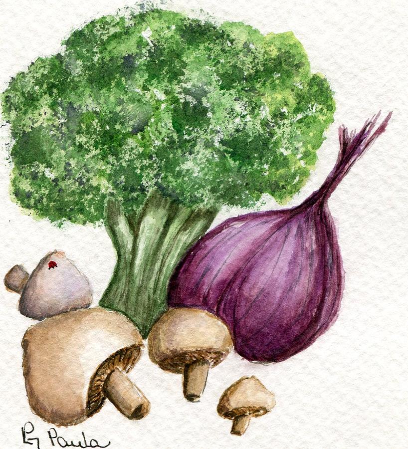 Broccoli Forest Painting by Paula Greenlee
