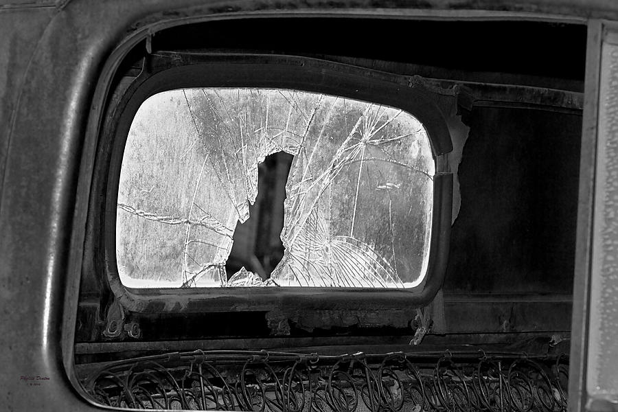 Broken Window In Black And White Photograph by Phyllis Denton