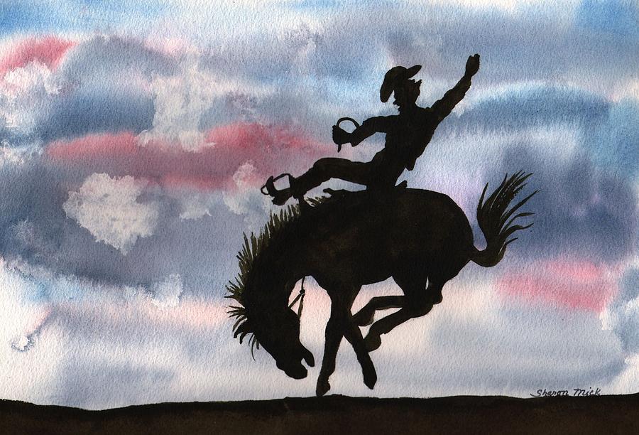 Bronco Busting Painting by Sharon Mick