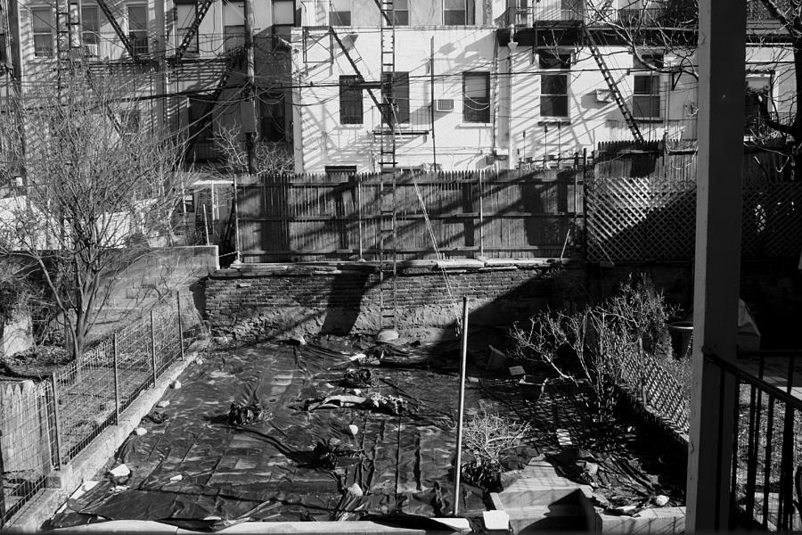 Brooklyn Back Yard Black and White Photograph by Christopher J Kirby