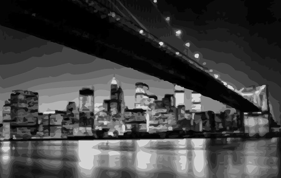 Brooklyn Bridge @ Night BW16 Photograph by Scott Kelley