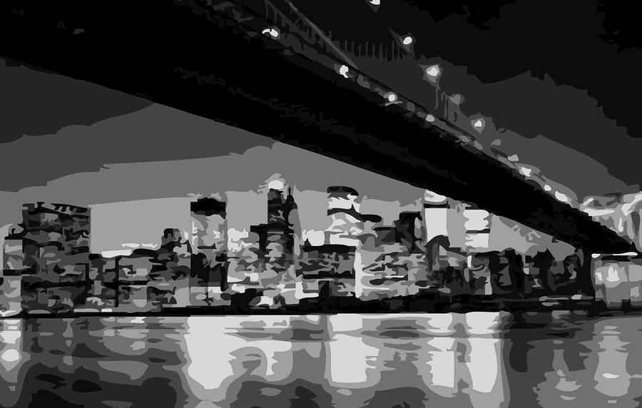 Brooklyn Bridge @ Night BW8 Photograph by Scott Kelley