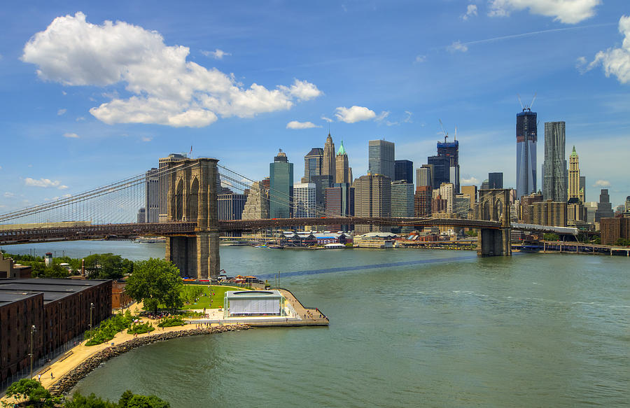 Brooklyn Bridge And Lower Manhattan Skyline Photograph by Michael Lee ...