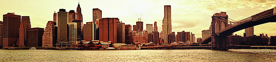 New York City Photograph - Brooklyn Bridge and New York City Skyline Panorama by Vivienne Gucwa