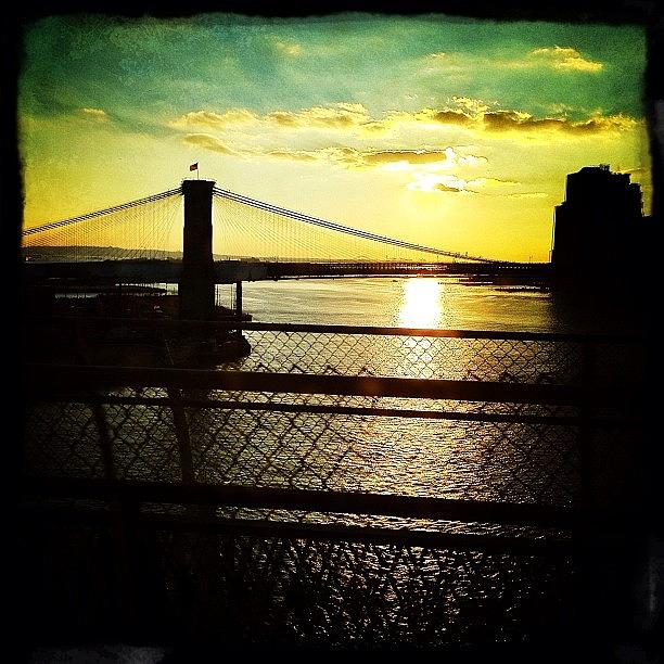 Sunset Photograph - Brooklyn Bridge At Dusk by Natasha Marco