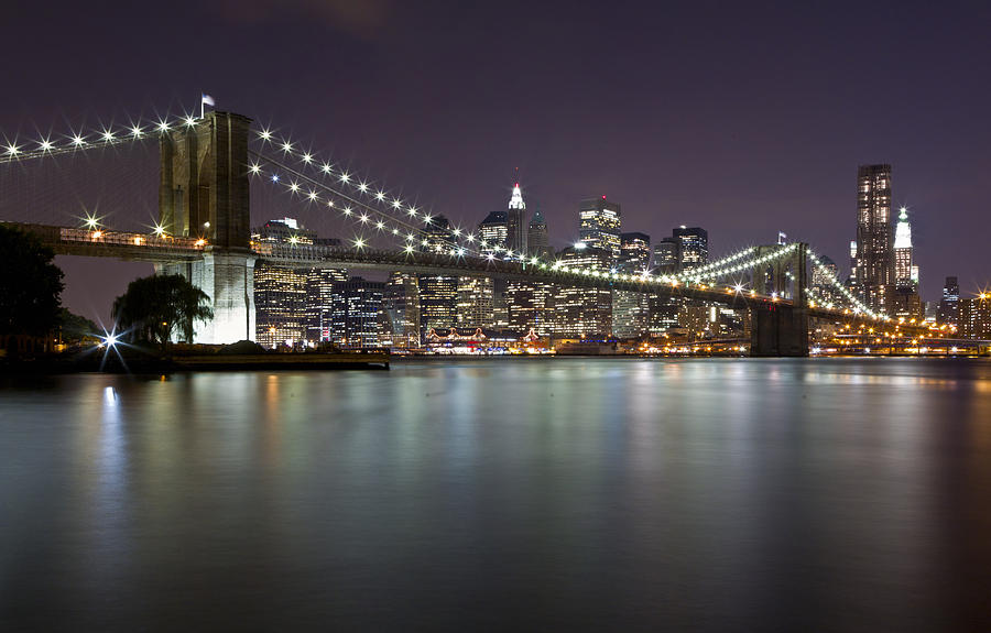 Brooklyn Bridge At Night 2 Photograph by Val Black Russian Tourchin