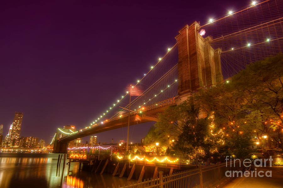 Brooklyn Bridge At Night Photograph by Yhun Suarez