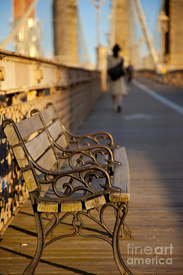 Brooklyn Bridge Bench Photograph by Brian Jannsen