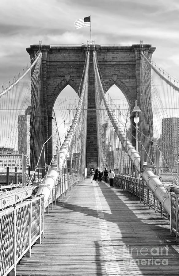 Brooklyn Bridge BW Photograph by Chuck Kuhn