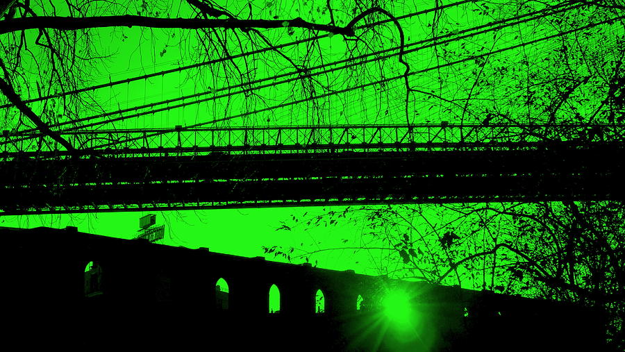 Brooklyn Bridge in Green Photograph by Valentino Visentini