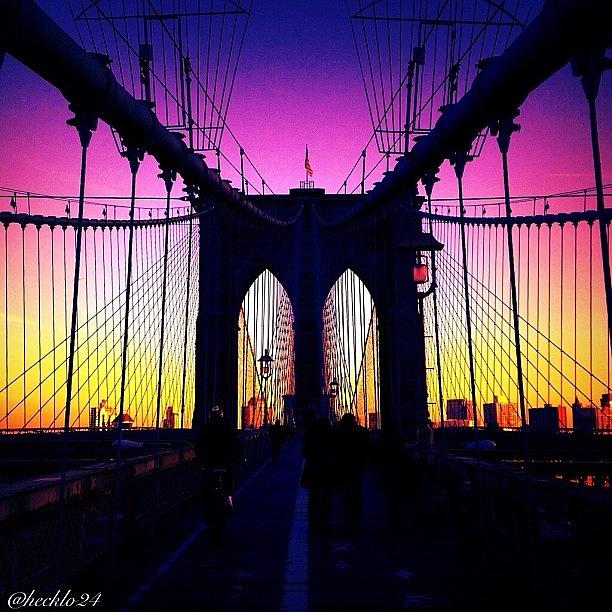 Sunset Photograph - Brooklyn Bridge  #sunset #sunsetlovers by Hector Lopez ✨