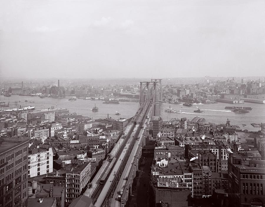 Brooklyn Bridge Viewed From Downtown Photograph by Everett