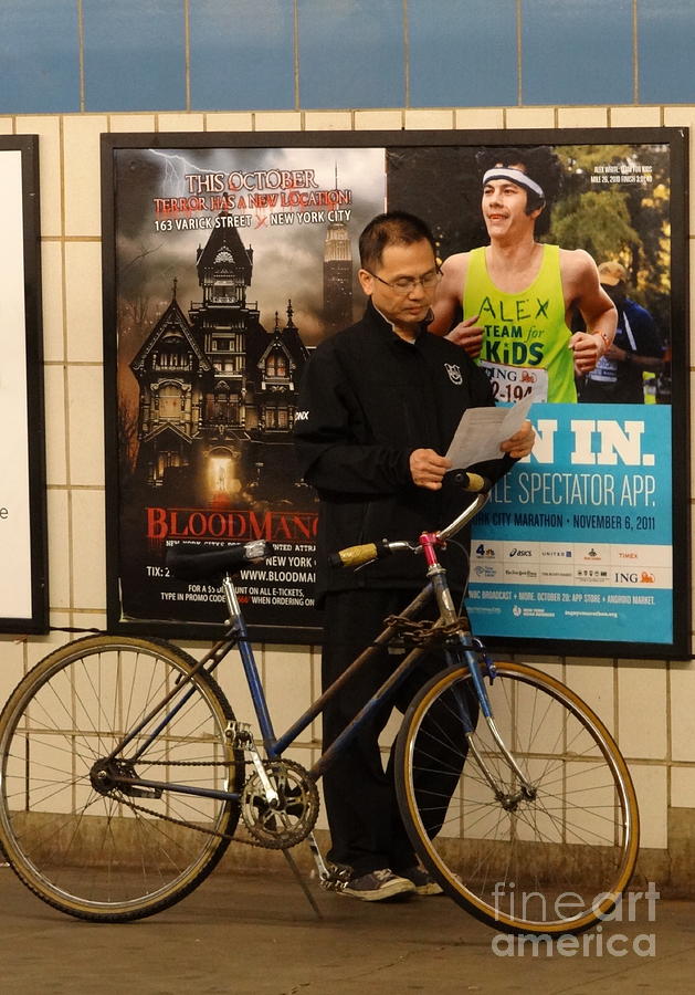 Brooklyn Subway Cyclist Photograph by Padamvir Singh