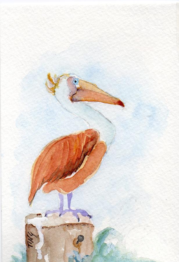Brown Pelican Painting by Doris Blessington