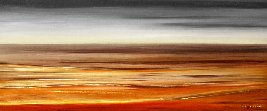 Brushed 77 - Panoramic Sunset Painting by Gina De Gorna