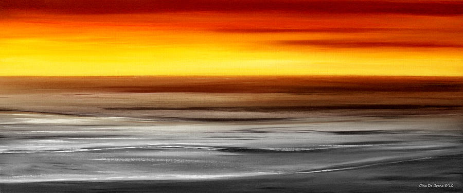 Sunset Painting - Brushed 777 - Panoramic Sunset by Gina De Gorna