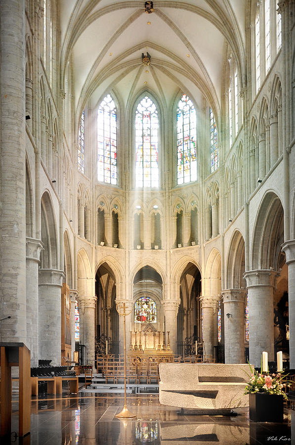 Architecture Photograph - Brussels Cathedral by Viktor Korostynski