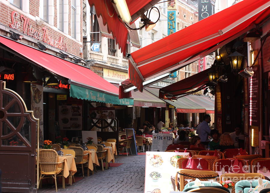 Brussels Restaurant Street - Rue de Bouchers Photograph by Carol Groenen