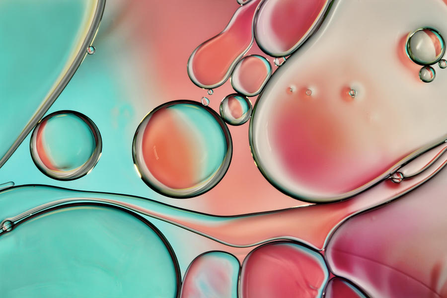Abstract Photograph - Bubble Abstract with Cyan and Pink by Sharon Johnstone